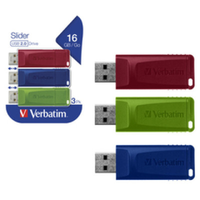 USB Memorija 16GB (3kom),  Verbatim USB2.0 Store'n'Go Slider 